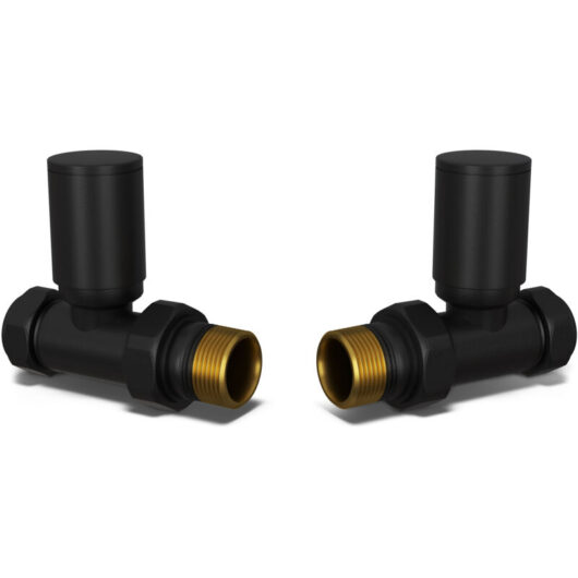 Round - Black Radiator Valves Straight 8mm