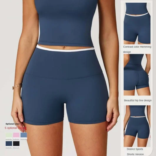 SHINBENE 3" High Waist Exercise Gym Running Yoga Shorts Color Block Workout Biker Shorts for Women