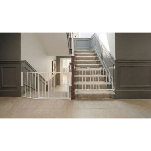 Safetots Solution for Up and Down Staircases, White, Multi Panels, up to 102cm, and, Screw Fit Gate, 67cm - 105.5cm