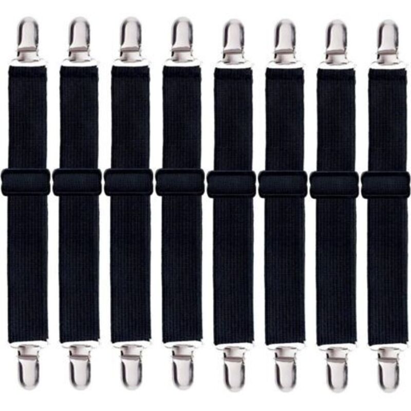 Set of 8 Bed Sheet Straps, Adjustable Fitted Sheet Strap Clips, Heavy-Duty Bed Sheet Clip Holder for Bed Sheets, Mattress Covers, Sofa.