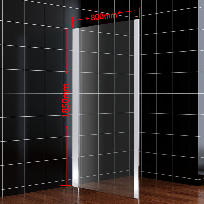 Side Panel For Shower Enclosure 6mm Tempered Glass Aluminum Frame 800 x 1850mm - Elegant