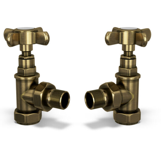 Signature Traditional - Antique Brass Radiator Valve Angled 15mm