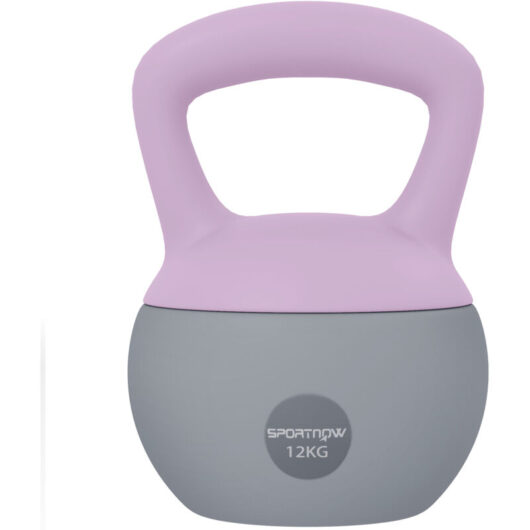 Sportnow - 12KG Kettlebell with Soft Body and Non-Slip Handle, Purple, Grey