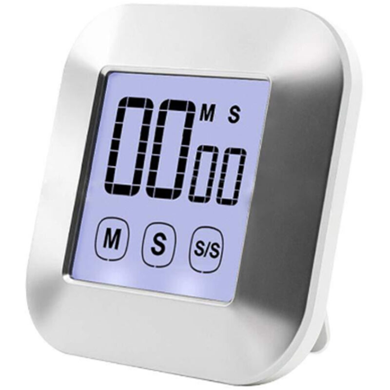 Touchscreen digital kitchen timer, LCD screen, magnetic stand, loud alarm, egg use