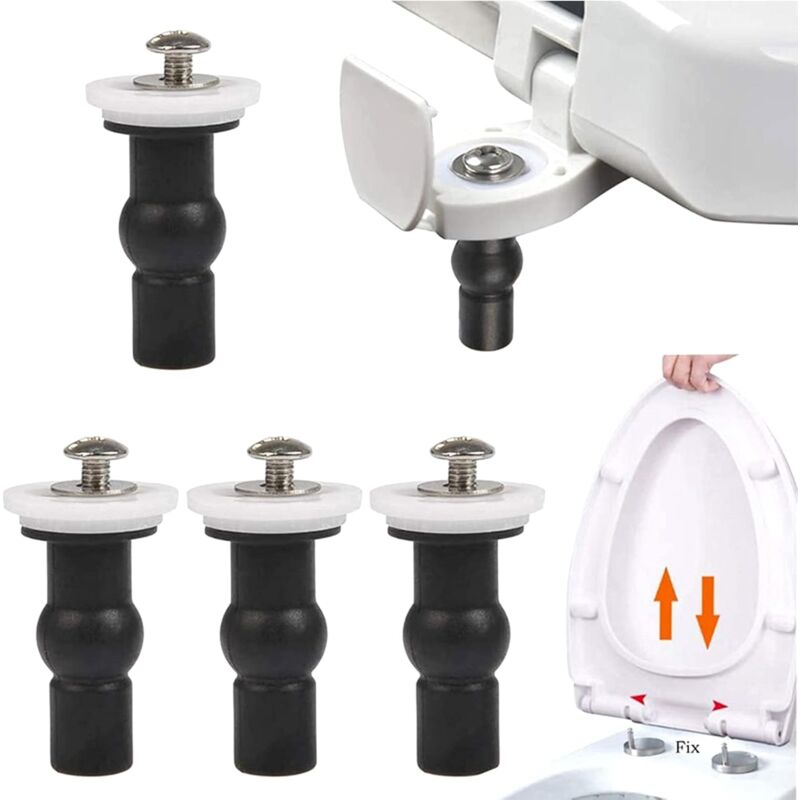 WC Seat Toilet Seat Hinge Fixings, 4 Rubber Expansion Bolts, Stainless Steel WC Fixing Screws, Replacement Seat Fixing Fits All Toilets(14mm)