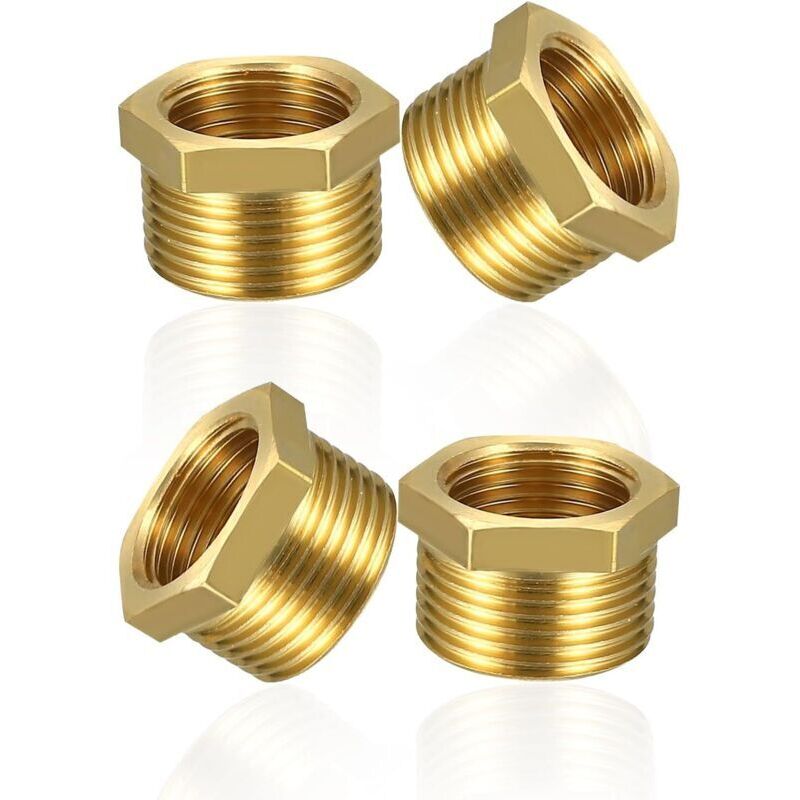 pcs brass reducer 1/2 to 3/8 inch adapter (male thread Ø 20mm x female thread Ø 15mm), male thread to female threaded nipple, threaded fitting for