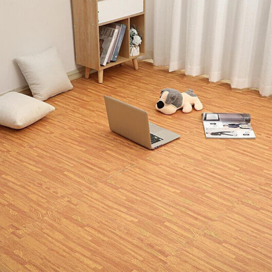 12-Pack Wood-Imitation Floor Tiles - EVA Foam Floor Mats, Interlocking System, 1 cm Thick, with Edges, Protective and Exercise Mat for Home,