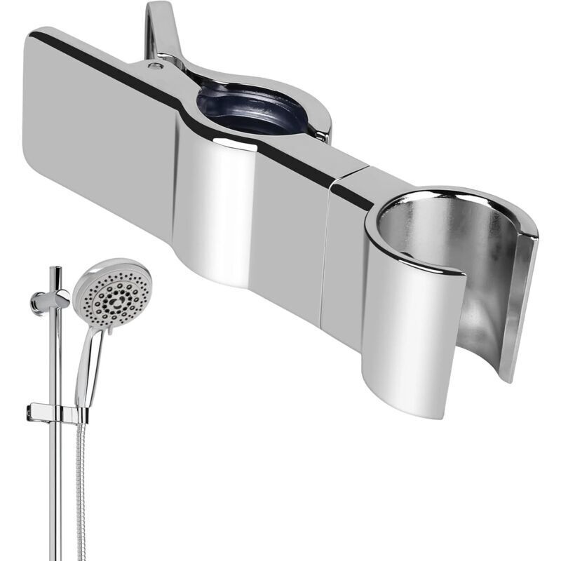 Adjustable chrome-plated metal shower caddy, 22-25 mm, no drilling required, silver