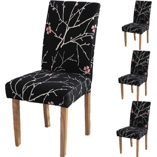 Chair Cover Decor 4 Pieces Stretch Chair Cover-Slip Spandex Material Chair Cover with Elastic Band for Universal Fit, Very Easy to Clean and Durable