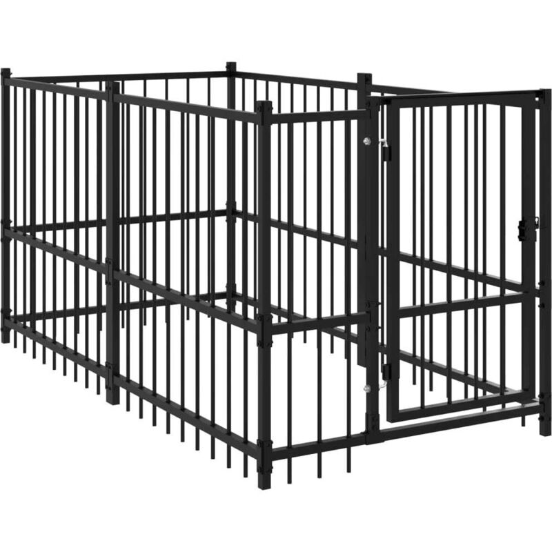 Dog Kennel Black 193.5x97x100 cm Steel vidaXL