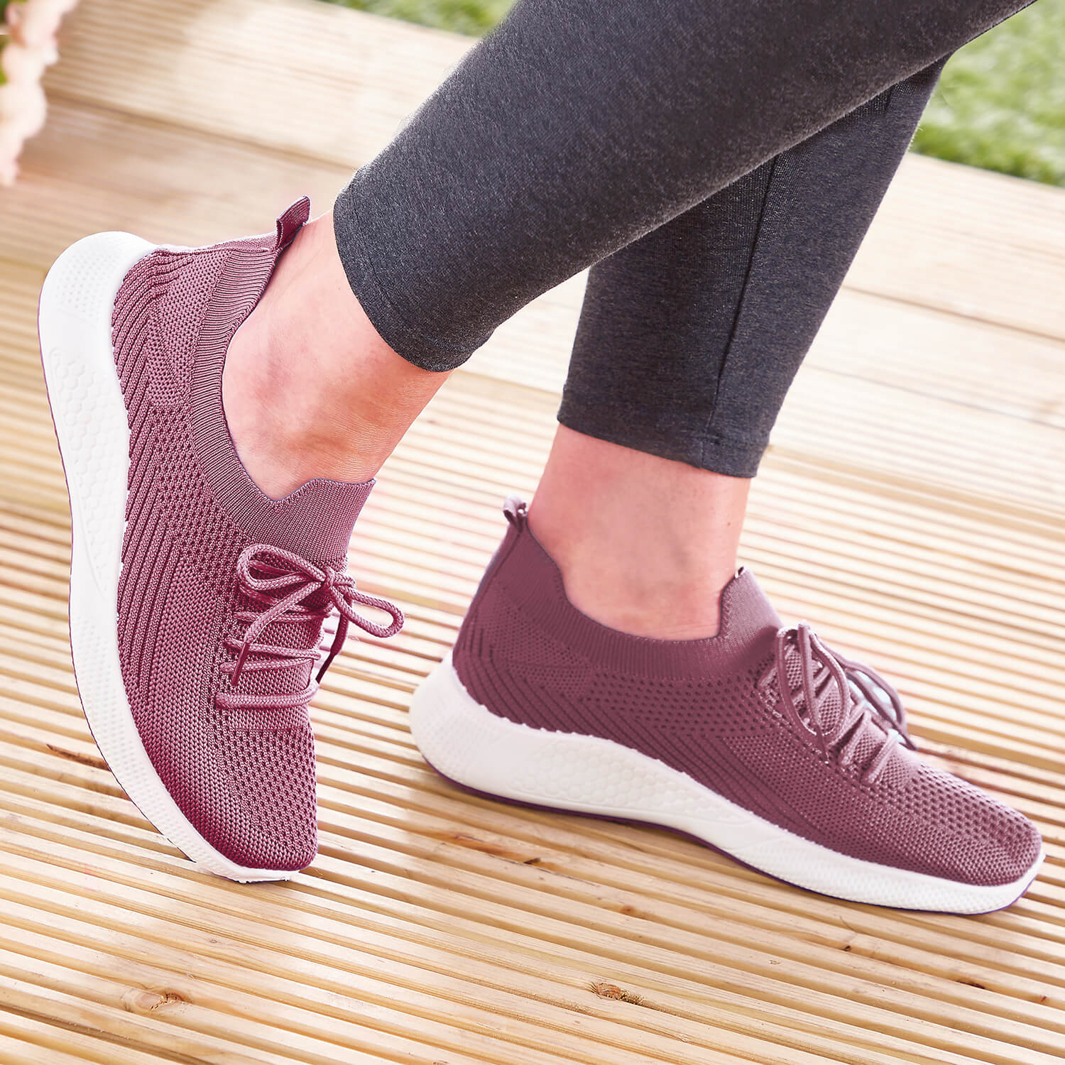 Ladies Airflow Slip-On Trainers Purple UK Size 4