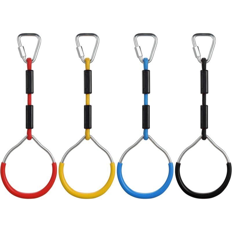 Ninja obstacle rings for children with safety carabiners for ninja courses, garden fitness gymnastics