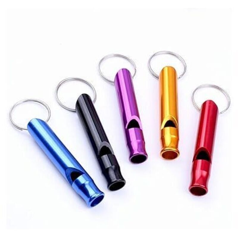 Odipie - 5 Pack Aluminum First Aid Whistle with Keychain for Sports Referee Hiking Camping Climbing