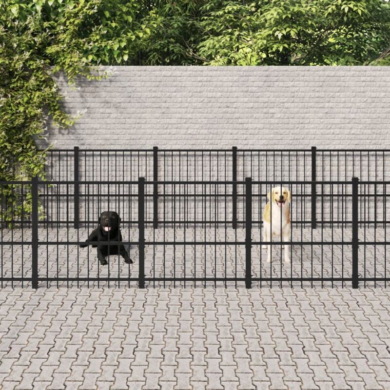 Outdoor Dog Kennel Steel 16.94 m² vidaXL
