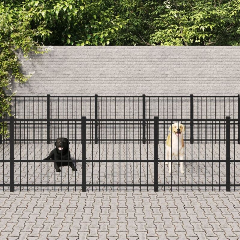 Outdoor Dog Kennel Steel 33.87 m² vidaXL