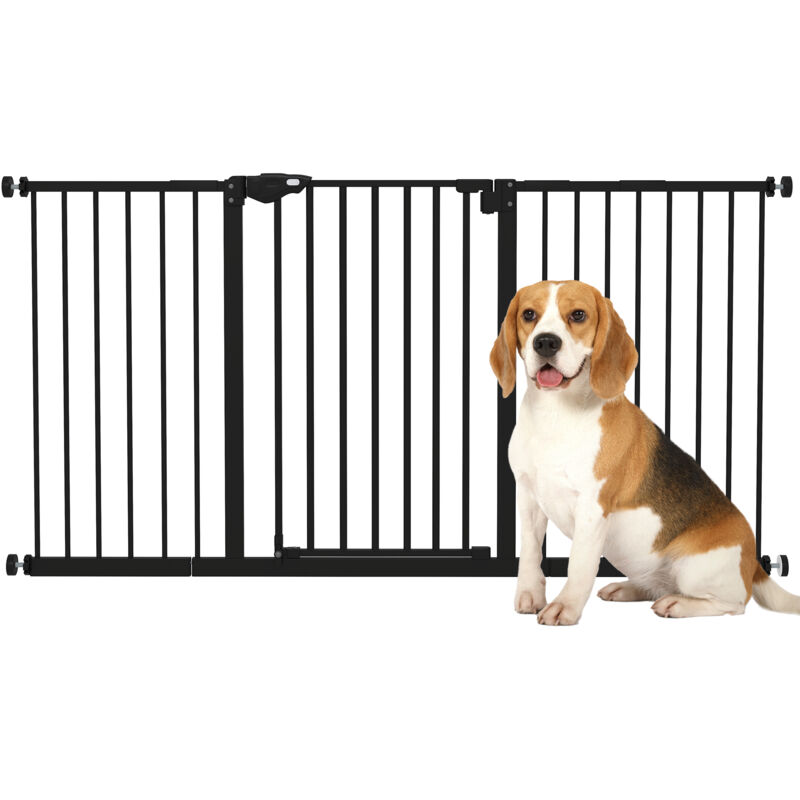 Pawhut - Dog Gate Stair Gate Pressure Fit Pets Barrier Auto Close 74-148cm Wide 74-148cm