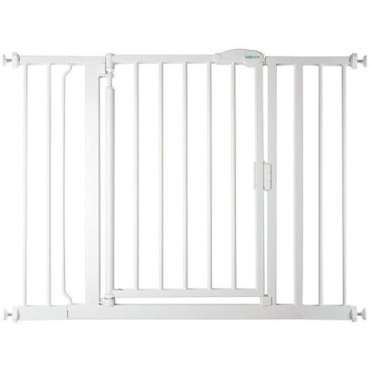 Safetots - Pressure Fit Self Closing Stair Gate, 103.8cm - 110.8cm, White, Auto Closing Baby Gate, Safety Barrier