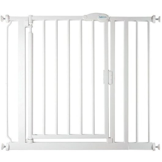 Safetots - Pressure Fit Self Closing Stair Gate, 89.4cm - 96.4cm, White, Auto Closing Baby Gate, Safety Barrier