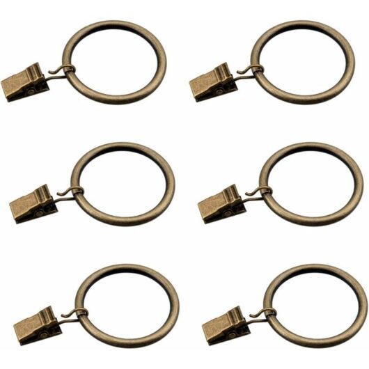 Set of 30 Bronze Curtain Rings with Clips/Heavy Duty Decorative Metal Curtain Hooks with Eyelets for Curtains, Bathroom, Fits 1 1/4 Inch Rods