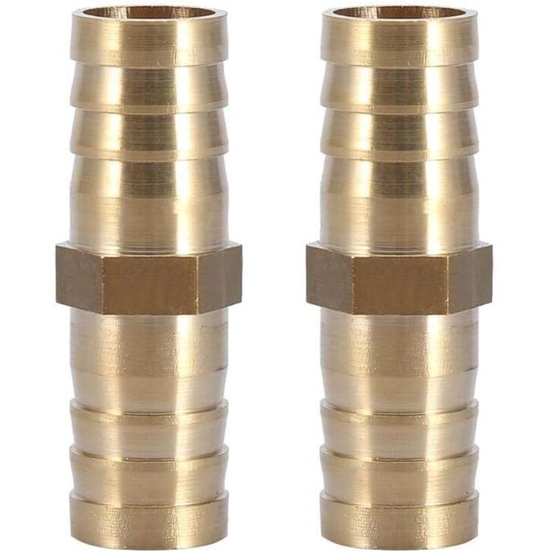 Straight Barbed Connector, Two-Way Straight Hose Adapter Brass Pipe Fitting Joint Tube Connector 14mm(14mm 2pcs)