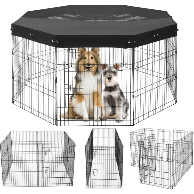 VEVOR Dog Playpen, 8 Pcs 30"H x 24"W Panels Foldable Metal Pet Exercise Pen, Dog Fence Indoor and Outdoor Pen with Door, 600D Oxford Fabric Top