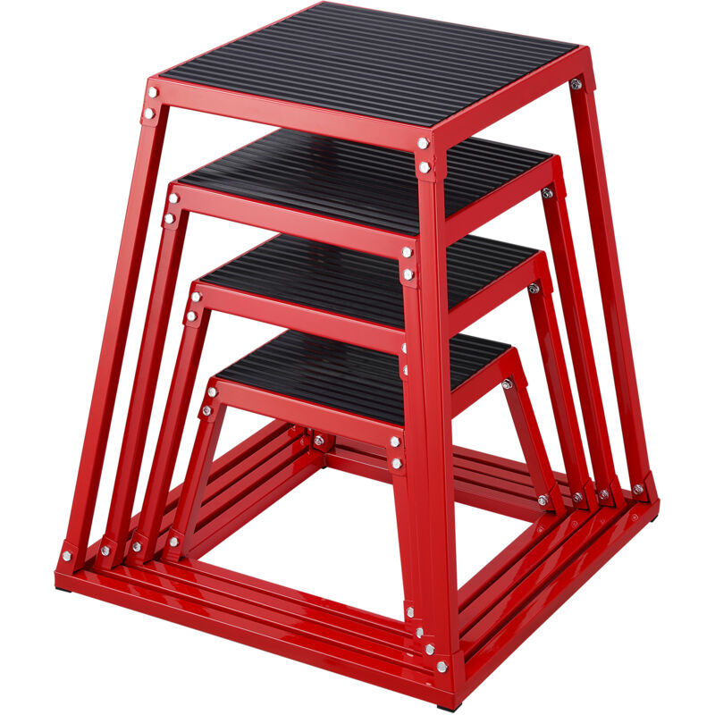 VEVOR Plyometric Jump Boxes, 12/18/24/30 Inch Plyo Box, Platform and Jumping Agility Box, Anti-Slip Fitness Exercise Step Up Box Set for Home Gym