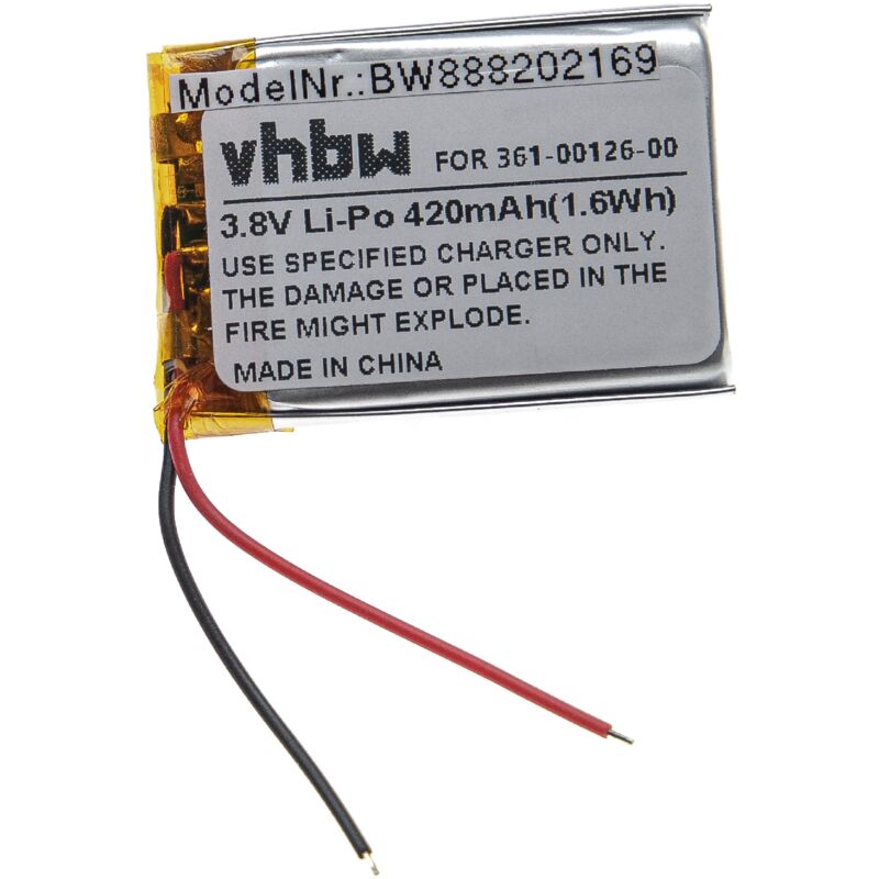 Vhbw - Battery Replacement for Garmin 361-00126-00 for Smartwatch Watch Fitness Bracelet (420mAh, 3.8V, Li-Polymer)