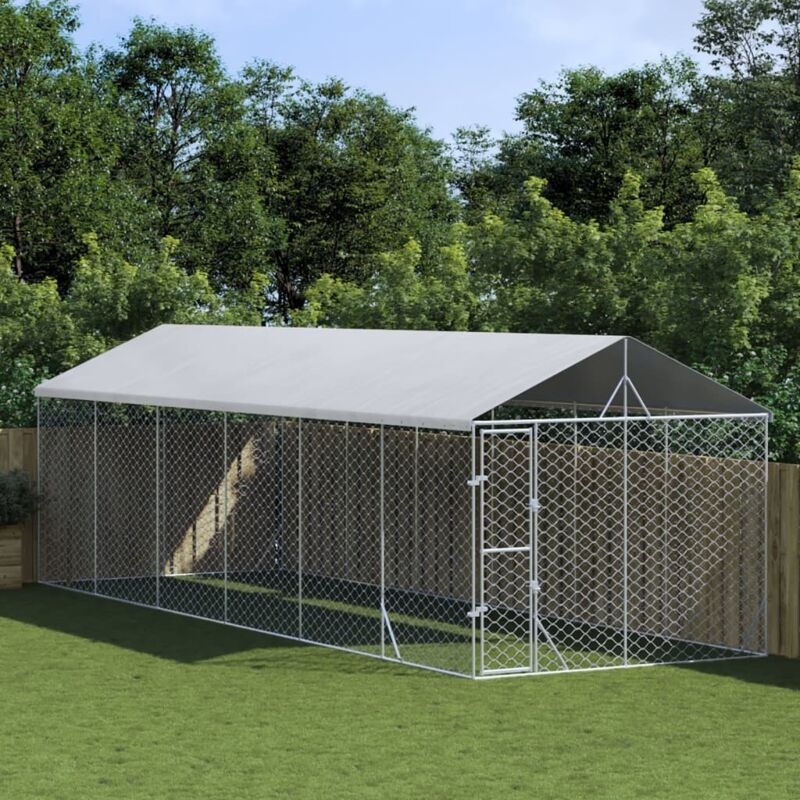 Vidaxl - Outdoor Dog Kennel with Roof Silver 3x9x2.5 m Galvanised Steel