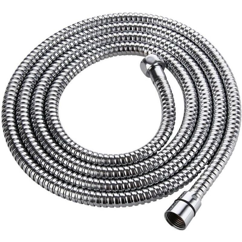2M Shower Hose, Anti-Twist Stainless Steel Shower Hose, Chrome Finish, Shower Accessories, Universal Bathroom Sanitary Hose