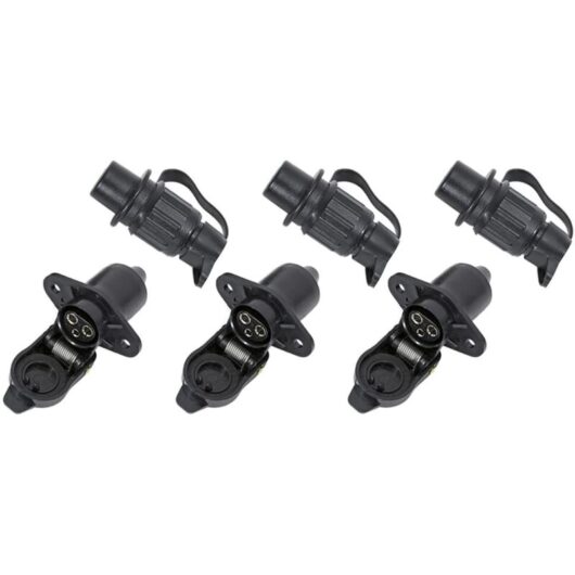 3 Pcs Trailer Plug and Socket 3 Pin Trailer Socket - 3 Pin Towbar Socket Fits Trailer Truck Tractor Farm Vehicle