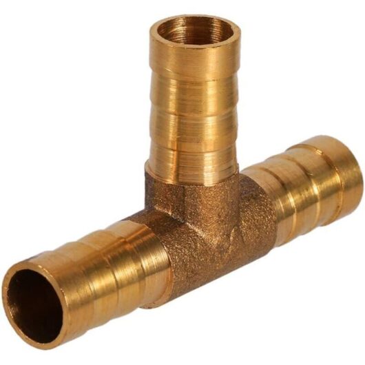 3-way brass T-piece for compressed air/fuel gas lines (10 mm)