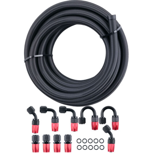 AN6 -6AN AN-6 Fitting Stainless Steel Nylon Braided Oil Fuel Hose Line 16FT Kit