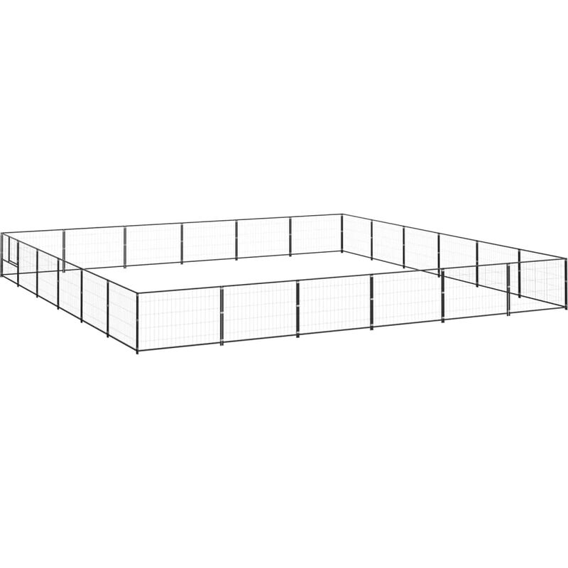 Dog Kennel Black 36 m² Steel Vidaxl