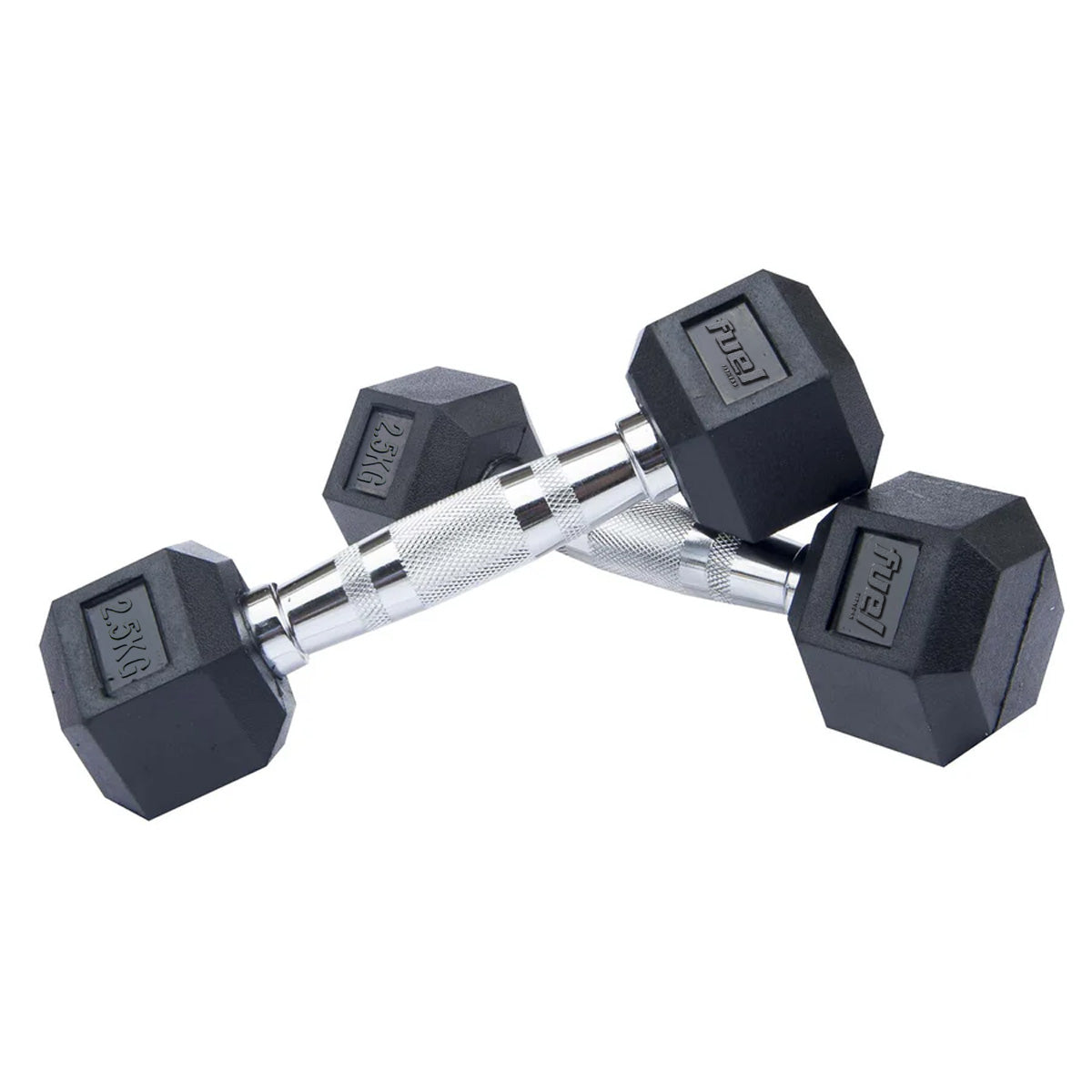 Fuel Fitness Rubber Hex Dumbbells - 2 x 2.5kg