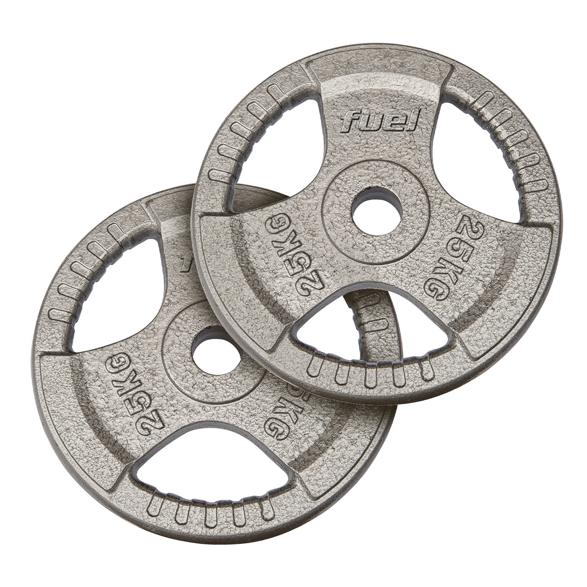 Fuel Fitness Tri Grip Cast Iron Olympic Weight Plates - 2 x 25kg