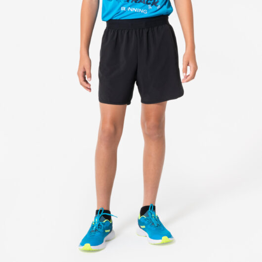 Kids Breathable Running Shorts-kiprun Dry+ 900-black And Grey