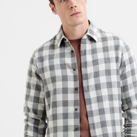 Long Sleeve Regular Fit Check Shirt Mid Grey Check