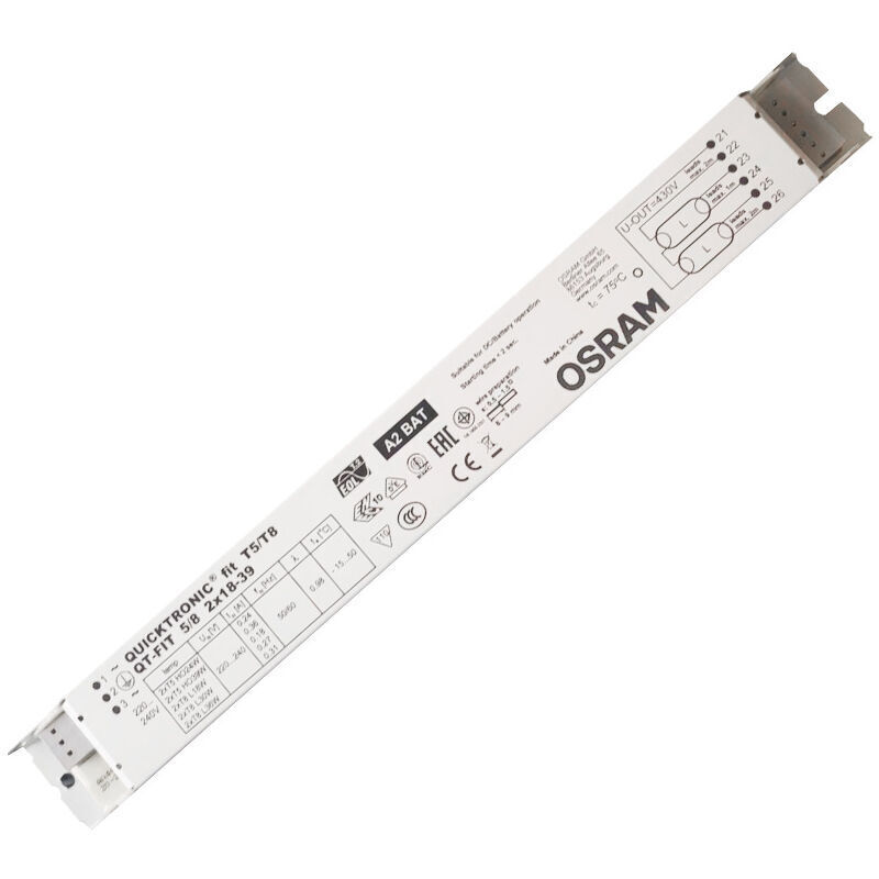 Non-dimmable electronic ballast QT-FIT 5/8 2X18-39/220-240 UNV1, metal, white, 1 piece