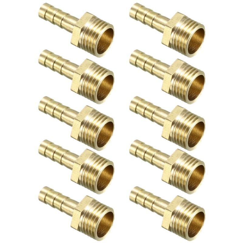 Odipie - 10 pieces brass hose nozzle, 6 mm barb x 1/4 pt plug, adapter connection
