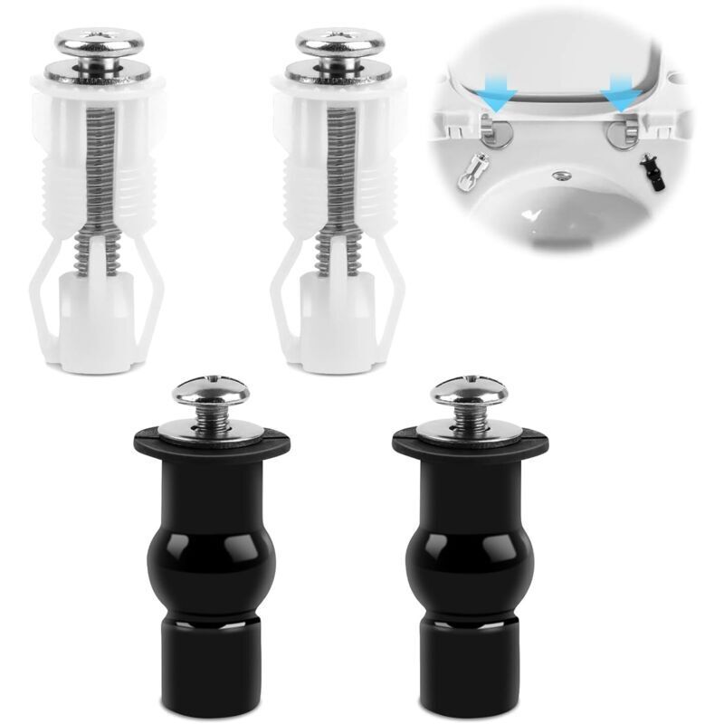 Pairs Toilet Seat Fixing Screws, Expansion Screws for Toilet Seats, Fits Most Toilets