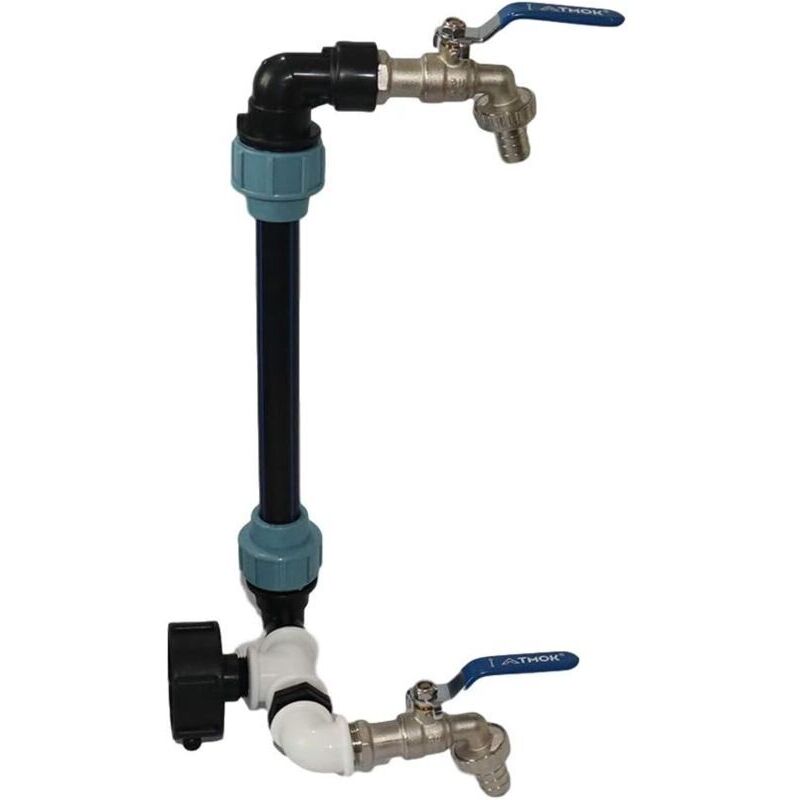 S60x6 IBC tank adapter made of brass - drain fitting with tap - 3/4 inch tap outlet - hose and tap connection - IBC tank accessories -