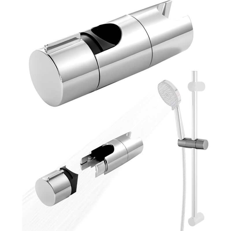 Shower Head Holder, Shower Head Holder for Sliding Rod Adjustable 19-25mm, Shower Holder Without Drilling Hand Shower Holder for Sliding Rod Swivel