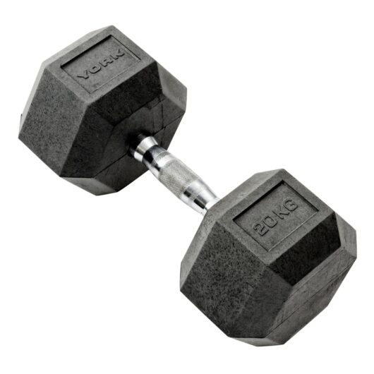 York 20kg Rubber Hex Dumbbell